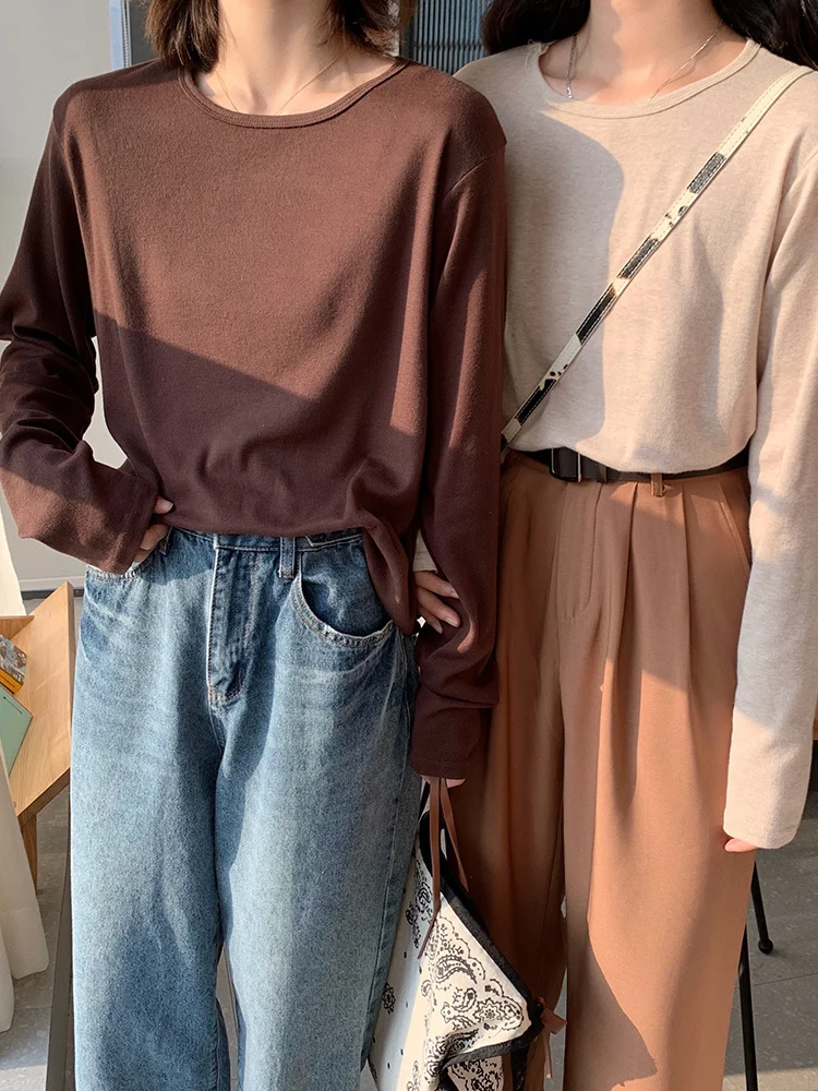 2021 футболка с длинным рукавом Новинка для ранней осени женский топ белым дном