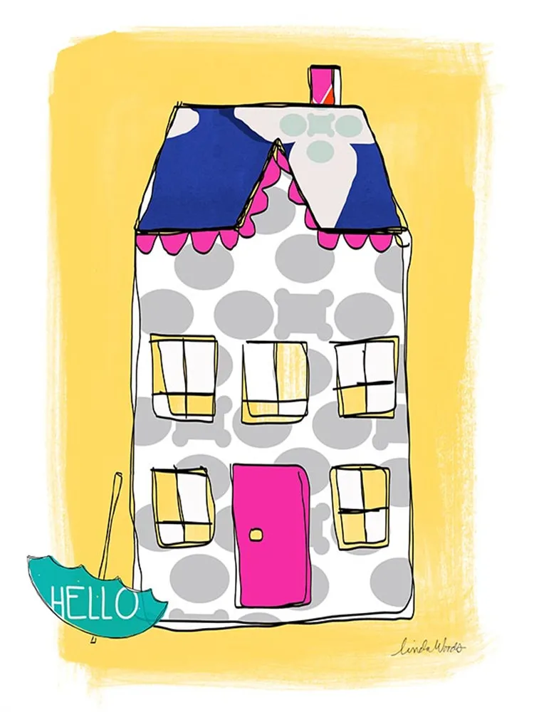 

Combination Cartoon Little House Oil Painting For Interior Print Decoration Poster Wall Art Modern Picture Home Kids Rooms Decor