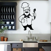 home decor dining room pvc wall decal posters chef cooking restaurant menu food hat cutlery stickers kitchen waterproof p102