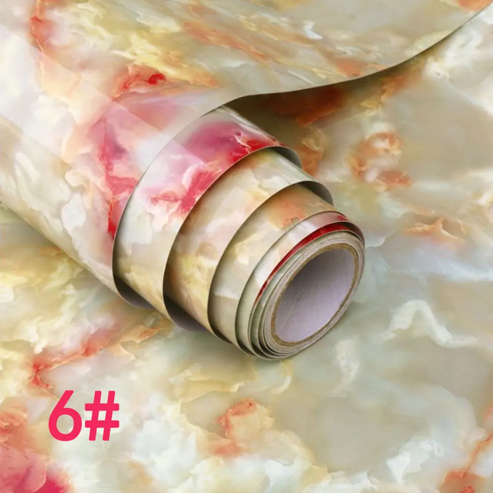 Style 6 Thickened waterproof self-adhesive wallpaper marble sticker oil proof high temperature resistant kitchen furniture decoration - Цвет: Style 6