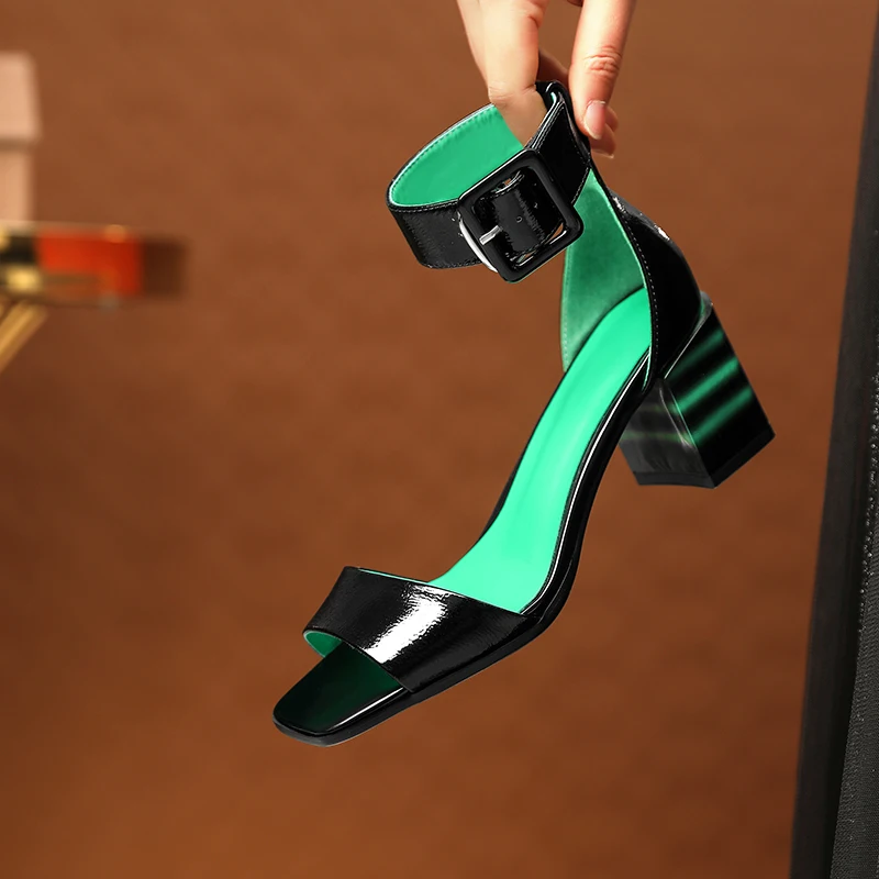 

2021 Summer Newest Women Sandals Sexy Genuine Leather High Heels Pumps Retro Night Club Office Lady Casual Shoes Woman