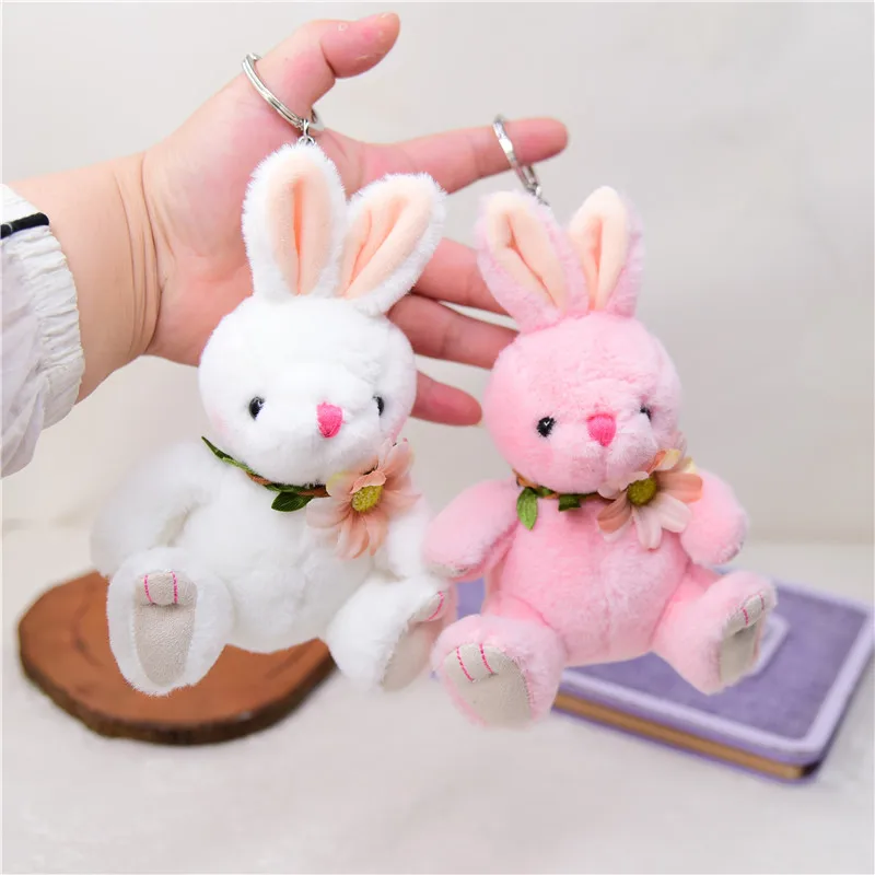 

new Stylish Cute sun flower bunny pendant lovely pretty Exquisite Keychain soft Soothing doll christmase couple sweet gift