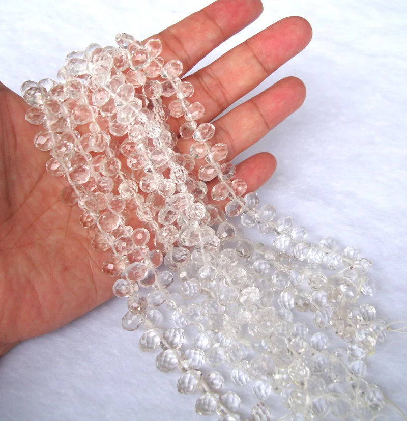 Natural Rock Crystal Faceted Briolette Teardrop Loose Beads For Jewelry Making DIY Bracelet Necklace Earrings | Украшения и