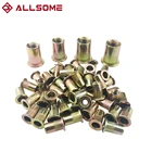 ALLSOME 300 шт заклепочная гайка Метрическая алюминиевая флейта заклепочная флейта