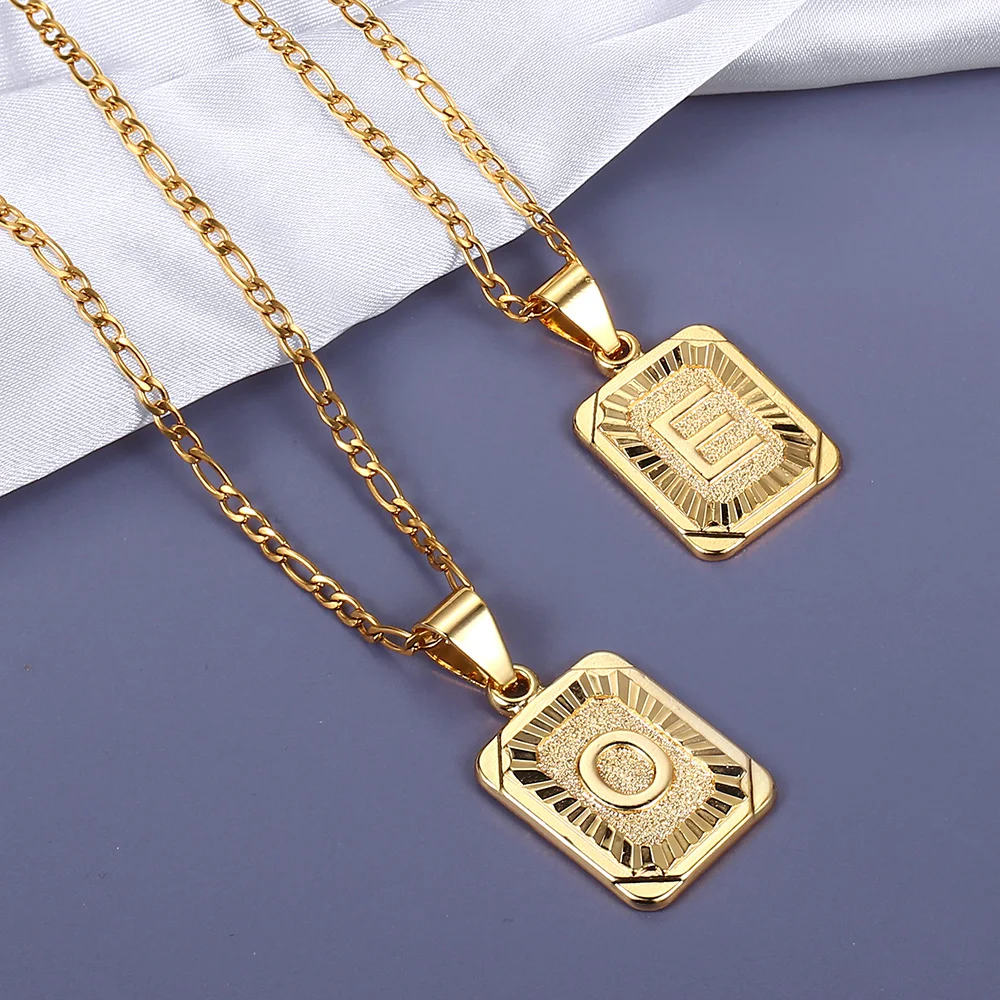 2020 модные 26 букв квадратные ожерелья Чокеры плетеная цепочка Фигаро золотистая