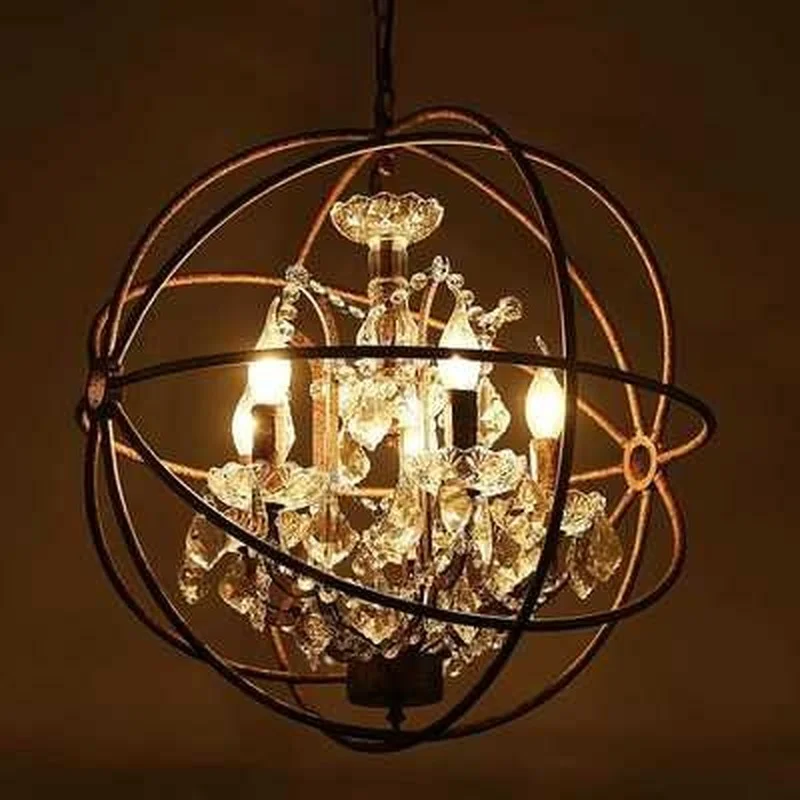 Goede Retro Vintage Roest Ijzeren Kooi Kroonluchters E14 Grote Stijl Kristallen Kroonluchter Lustre Led Lamp Verlichting Woonkamer Slaapkamer Bar