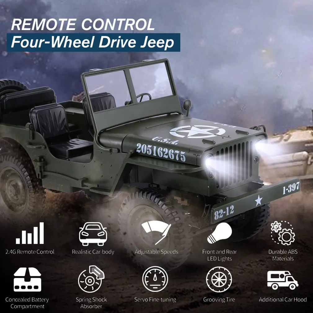 C606 1:10 RC Автомобиль 2,4G 4WD трансформер пульт дистанционного управления свет джип четырехколесный привод внедорожный военный альпинистский автомобиль Детский подарок