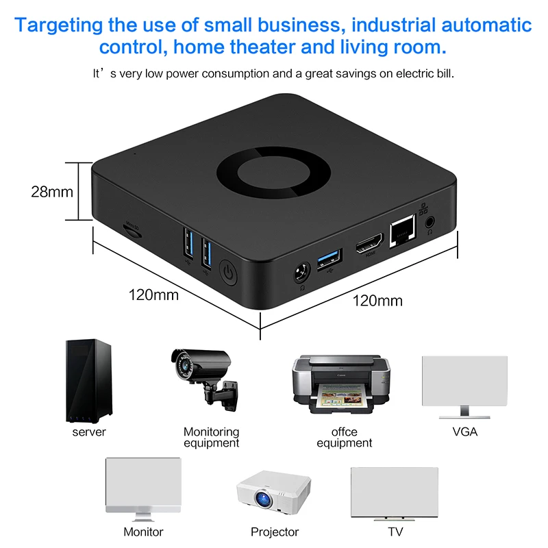 Четырехъядерный мини-ПК для Gemini Lake N4100 4 ГБ 64 Гб поддержка M.2 HD-MI/VGA двойной дисплей
