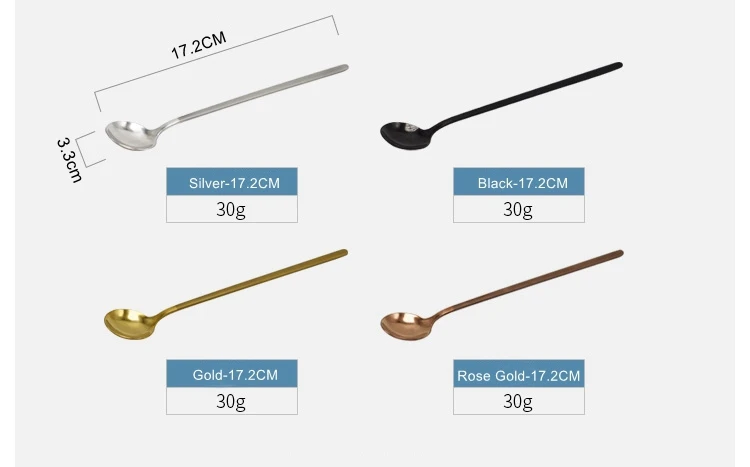 Stainless Steel Coffee Spoon Long Handle Stirring Teaspoon Cute Dessert Dinner Soup Spoons Cutlery Ice Cream Spoon Tableware