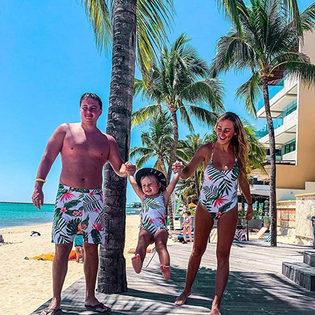 Одинаковые Семейные купальные костюмы Бикини для мамы и дочки Купальные Пляжные