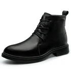 Брендовые мужские ботинки из натуральной кожи, зимние черные деловые ботинки с высоким берцем и мехом, роскошная дизайнерская обувь большого размера