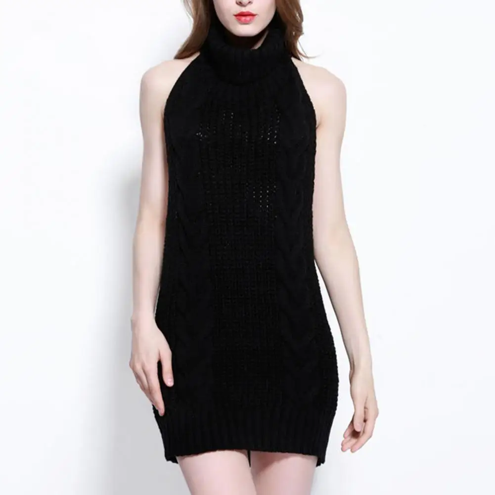 

Женский трикотажный свитер с открытой спиной, без рукавов