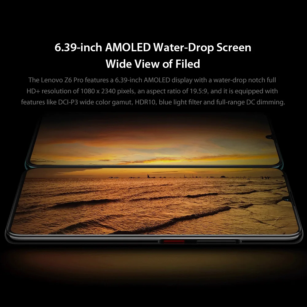Глобальная прошивка смартфон lenovo Z6 Pro Snapdragon 855 мобильный телефон 8 ГБ 128 2340*1080 6,3" OLED Экран 48MP AI 4 Камера 4000 мА-ч