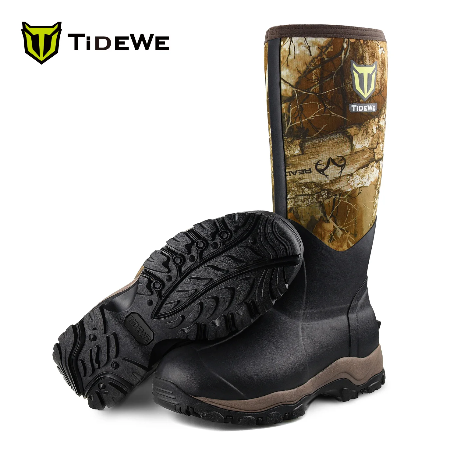 

TideWe Hunting Boots Insulated 400G Waterproof Durable 40cm High 6mm Neoprene and Rubber Outdoor Boot for Men Realtree Edge Camo