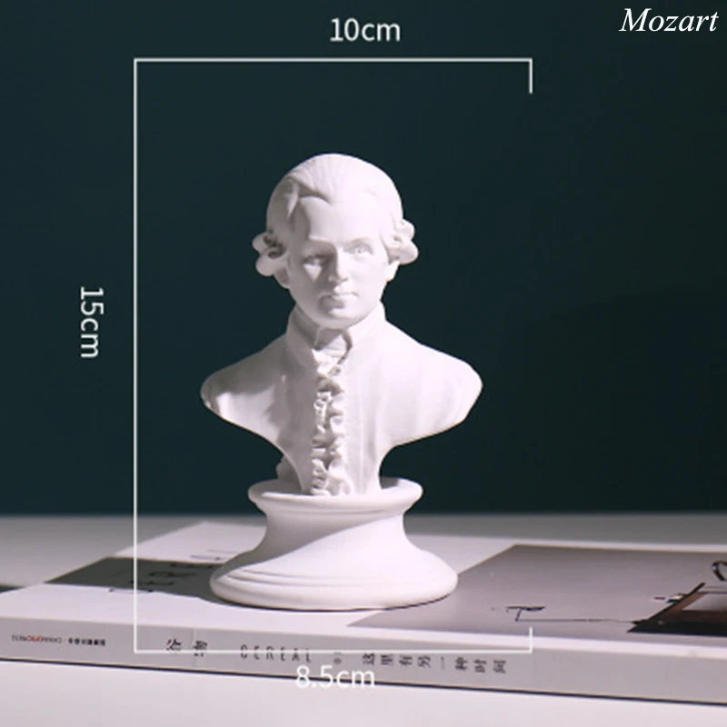 1 шт. мировая статуя Famou большая Moliere/Mozart Гипсовая фигурка украшение бюст полимерный эскиз модель для практики/смола скульптура/ремесла - Цвет: Mozart