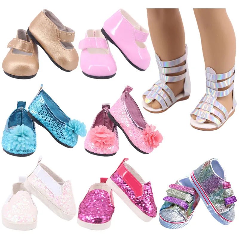 

Doll Shoes 7 Cm Sequin Cute Sandals Shoes Boots For 18 Inch American&43 Cm Baby New Born Doll Accessories Girl`s Toy 1/3 Blyth