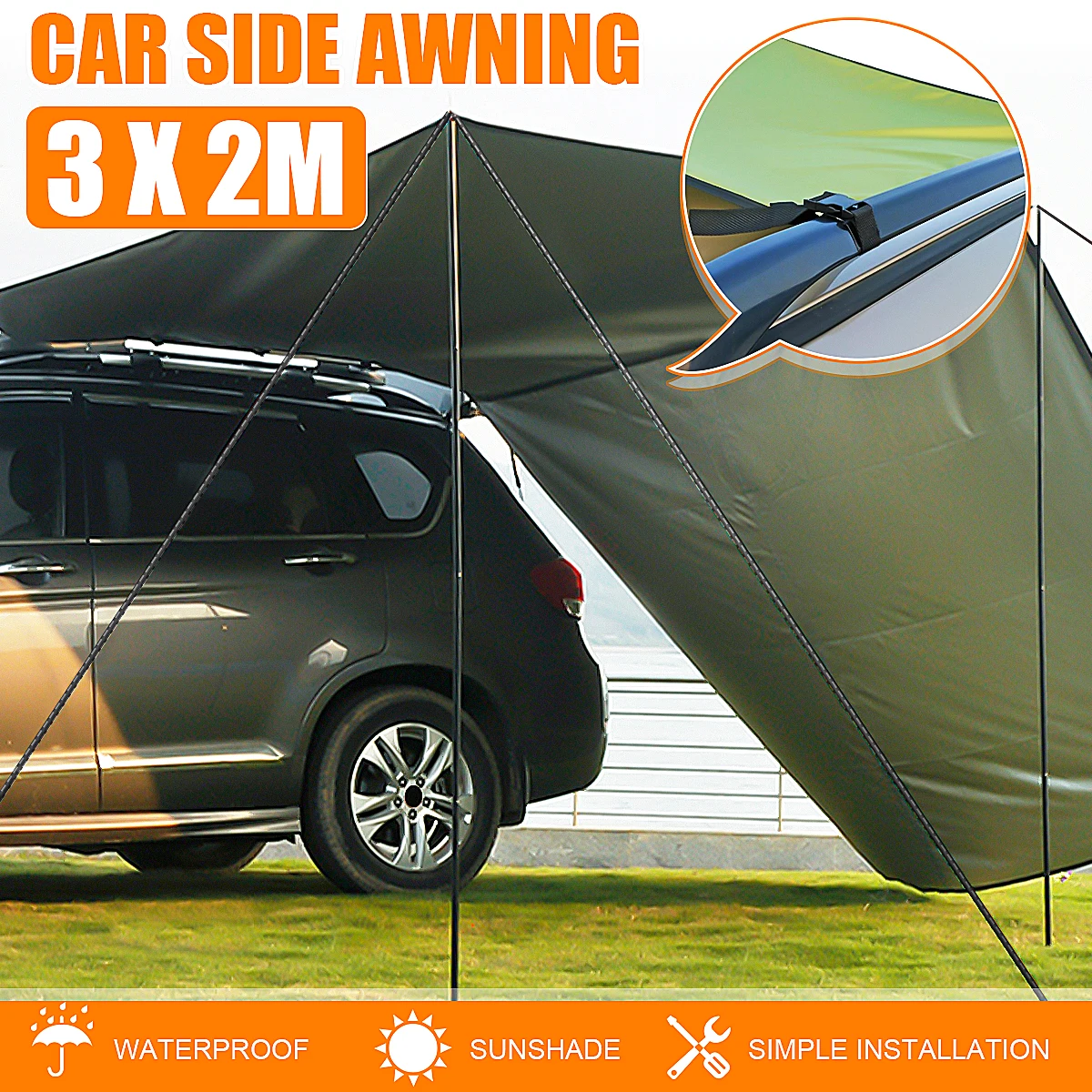

Car Side Awning Shelter Shade Camping Side Car Roof Top Tent Automobile Rooftop Rain Canopy Fishing Picnic Sun Shelter