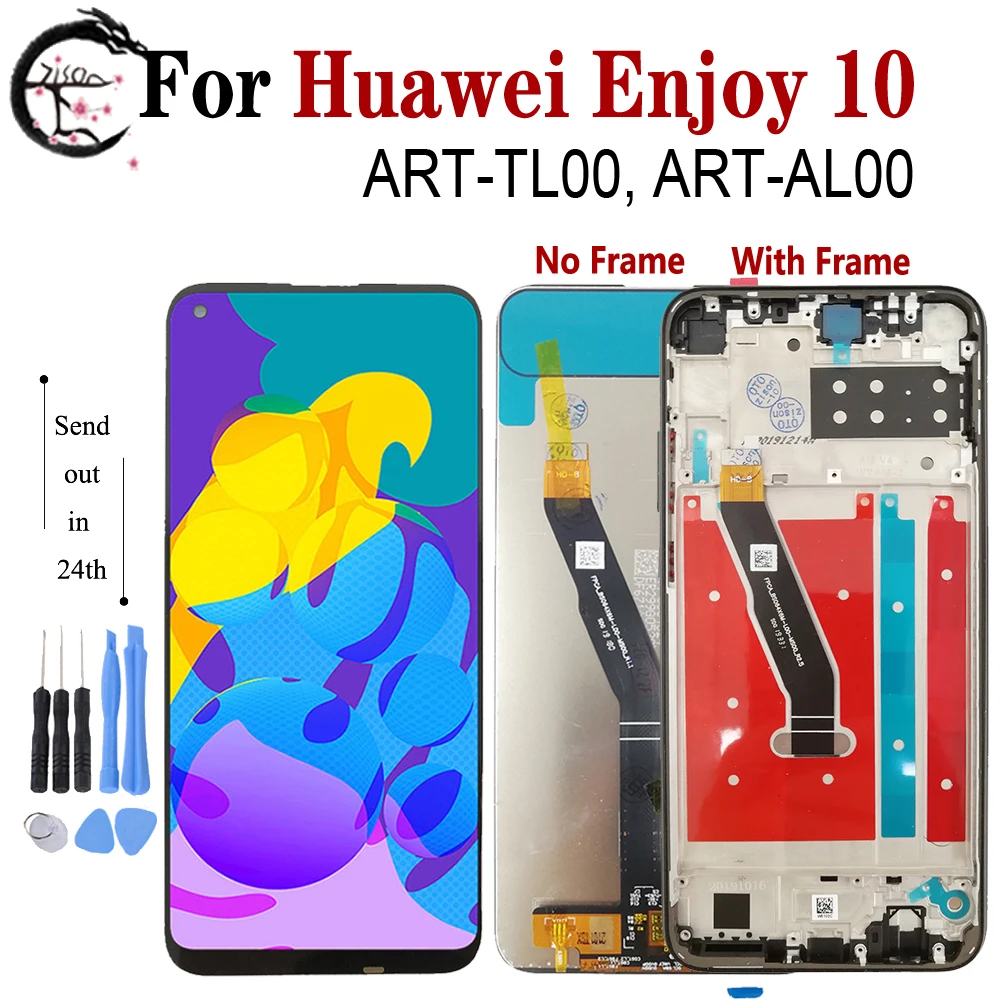 ЖК-дисплей для Huawei Enjoy 10, ЖК-дисплей с рамкой, сенсорный экран с цифровым преобразователем, замена экрана детской модели 10, дисплей 6,39 дюйма