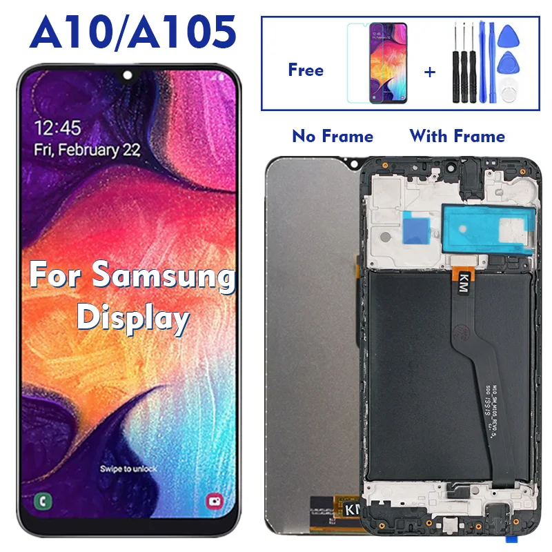 

ЖК-дисплей A10 для Samsung Galaxy A10 2019 A105 SM A105FN A105G A105M A105F DS, сенсорный экран с дигитайзером в сборе с/без рамки