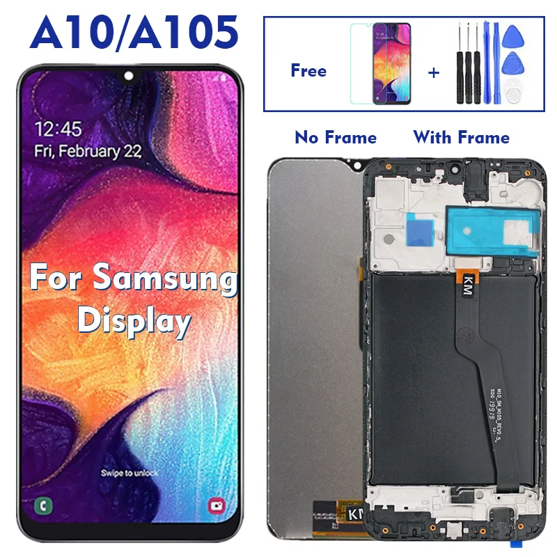 Pantalla LCD t&aacute;ctil para m&oacute;vil, montaje de digitalizador con/sin marco, para Samsung Galaxy A10 2019, A105, SM, A105FN, A105G, A105M, A105F, DS-0