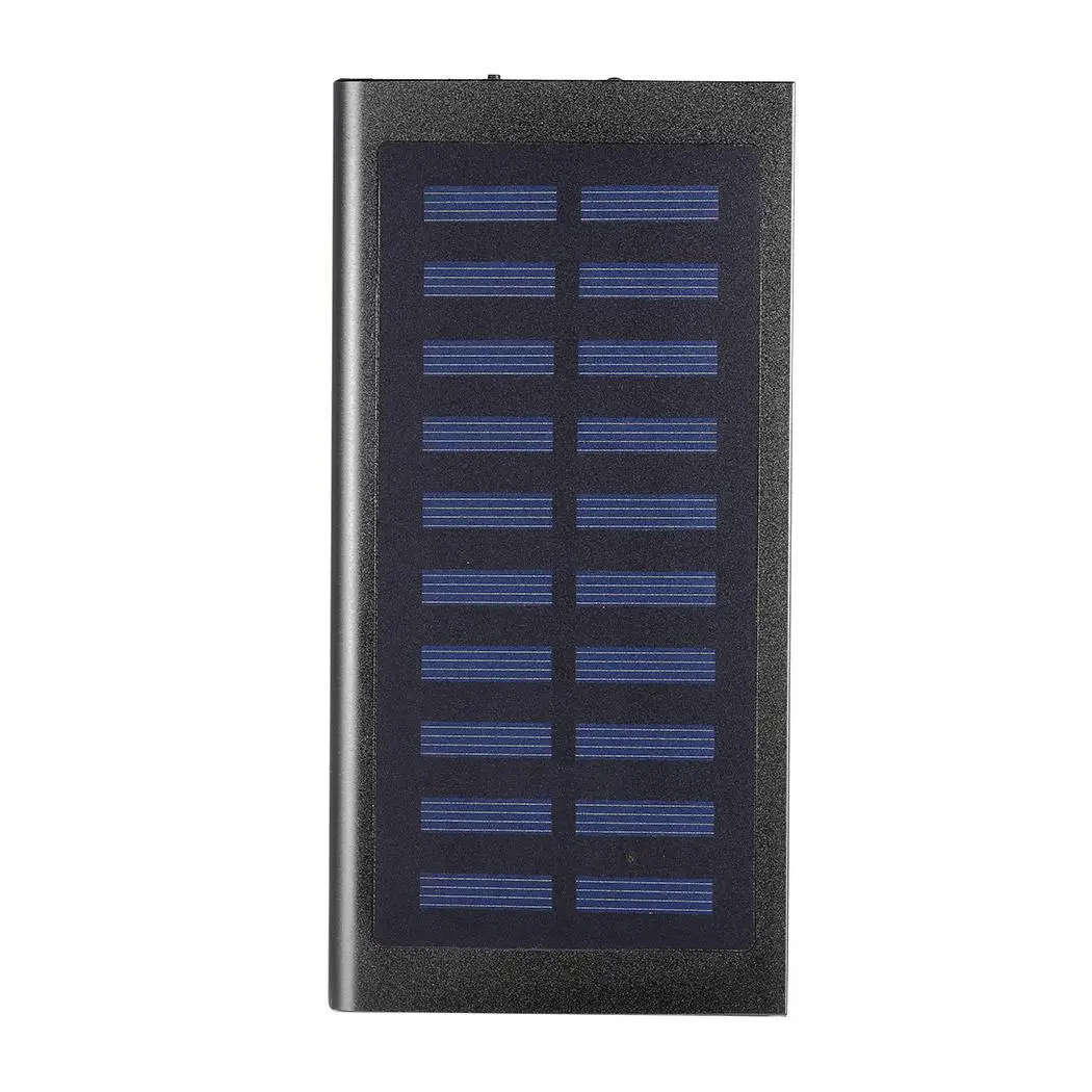 Black Солнечная батарея 20000mAh двойное Портативное зарядное usb-устройство ультра-тонкий внешний Аккумуляторный сотовый телефон банк питания для Xiaomi iPhone samsung - Цвет: Black