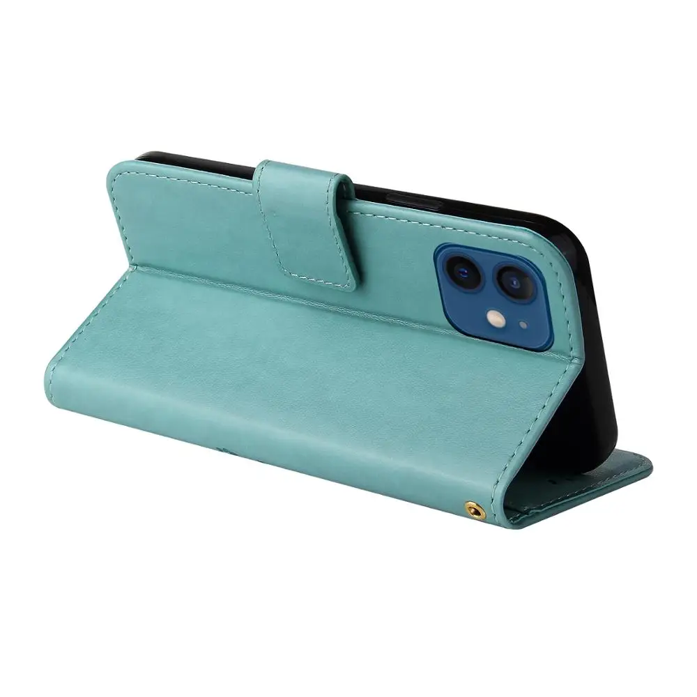 Чехол для iPhone чехол 12 Mini Etui роскошный кожаный силиконовый флип-кошелек с