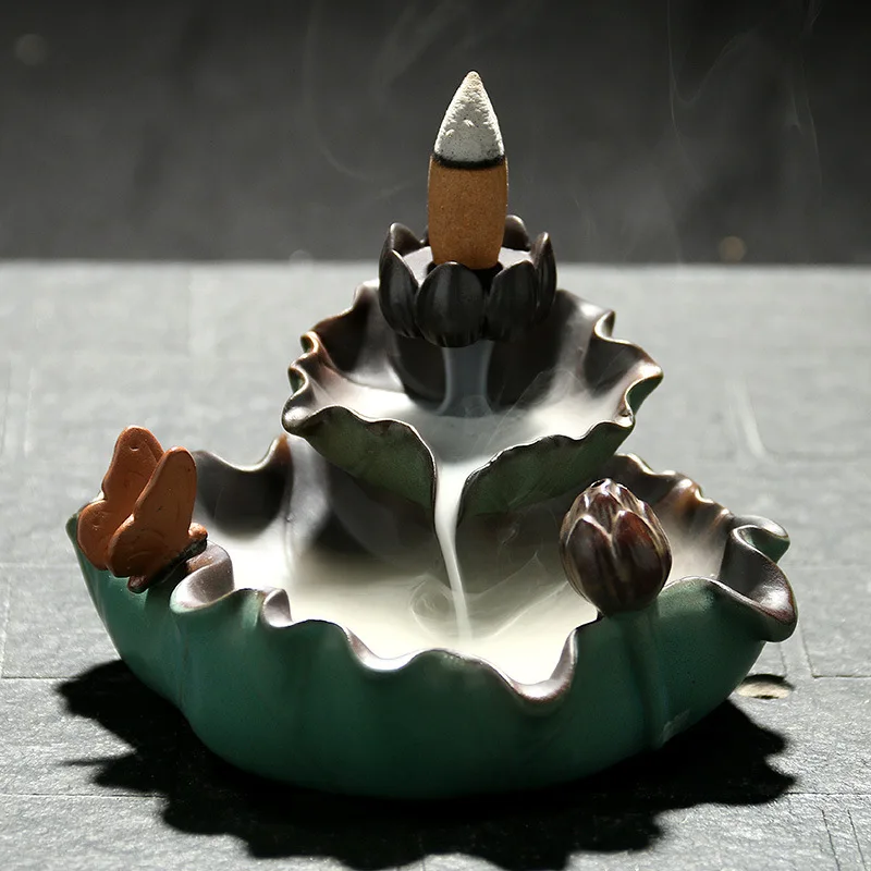 20 шт конусов + цветок лотоса горелка бабочка Лотос пруд задний поток ладан