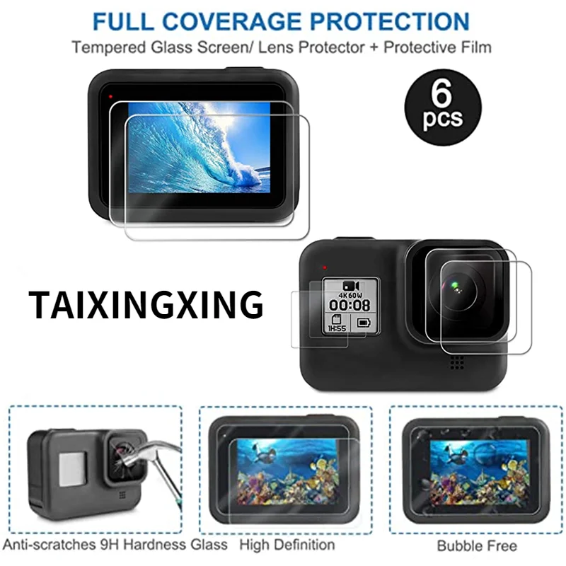 

6Pcs Camera Lens Tempered Glass Film HD Screen Protector Dustproof Protective Film for GoPro 8 Sports & Action Video Cameras