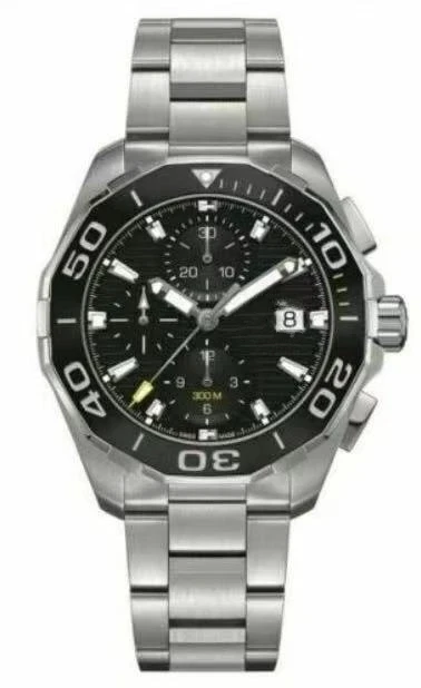 

New Men Watch Quartz Chronograph Blue Ceramic Bezel Stainless Steel Sapphire Waterproof Watches