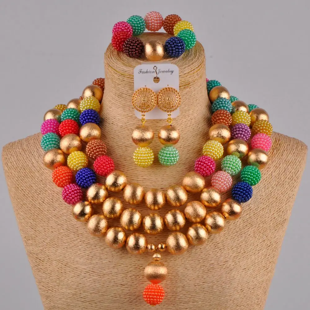 Персиковый комплект ювелирных изделий в африканском стиле ожерелье с