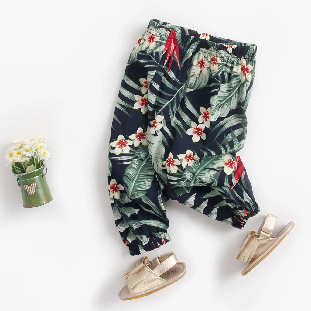 Детские повседневные брюки с цветочным принтом Летние для маленьких мальчиков и