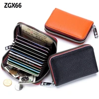 2021 new men card cover holder genuine leather women id business zipper wallet bag small coin purse credit card case pocket