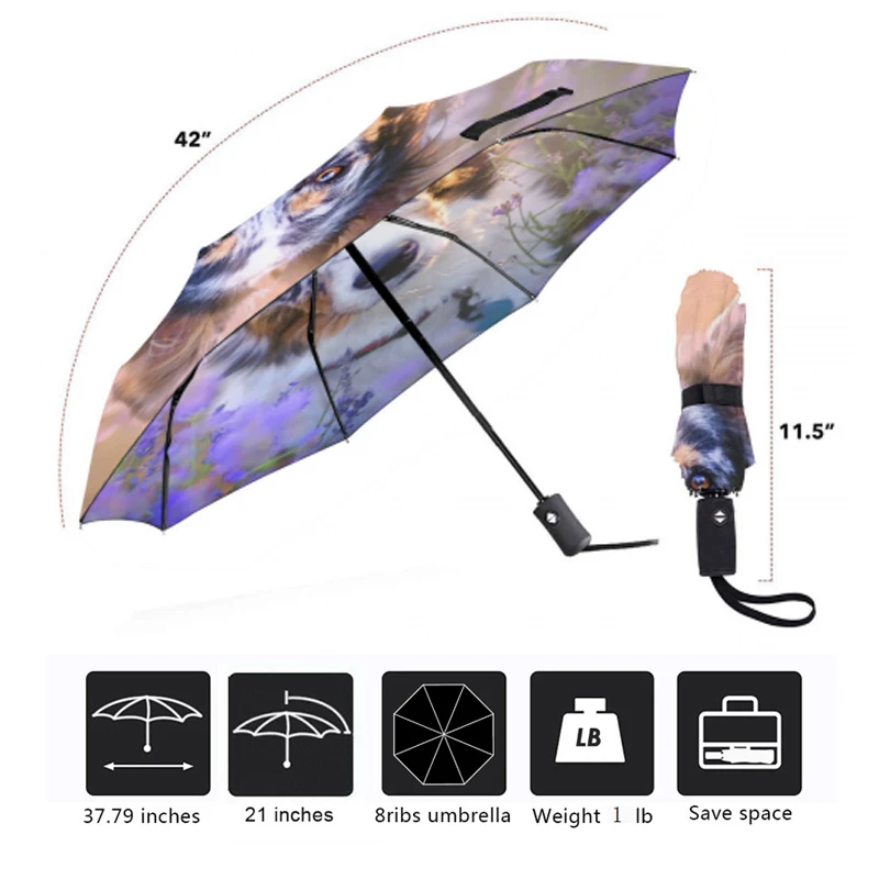 Креативный автоматический зонт от солнца и дождя складной тройной открытый