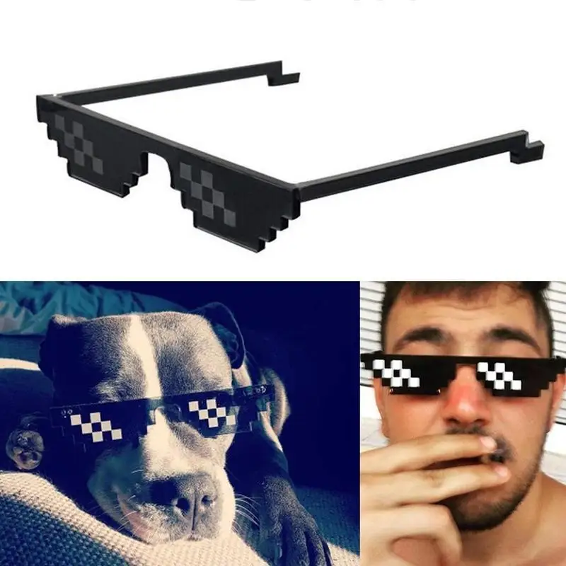

Creative Mosaic Sunglasses Trick Toy Thug Life Glasses Deal With It Glasses Pixel Women Men Black Mosaic Sunglasses Toy