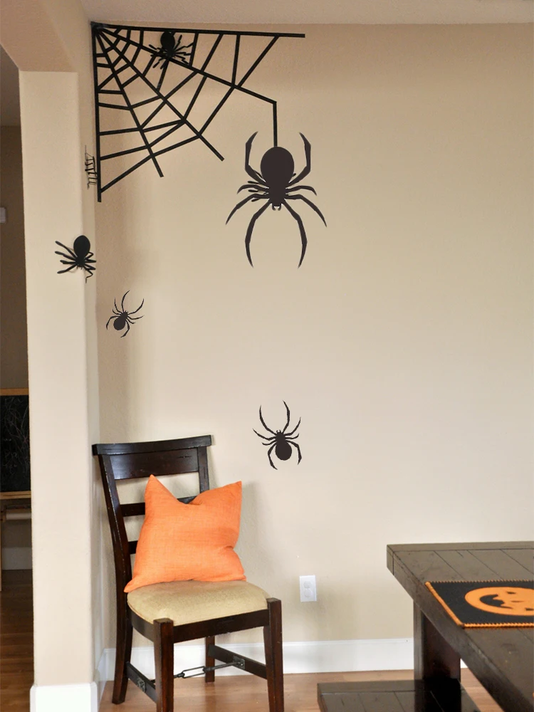 12 шт./компл. украшение на Хэллоуин 3D Наклейка стену в виде черного паука сделай