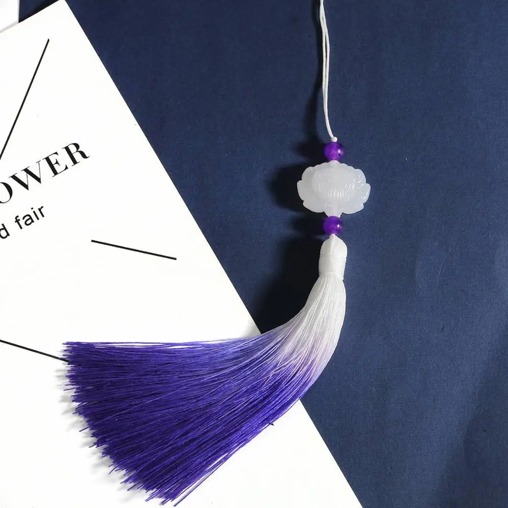 Purple 1 шт. многоцветный белый нефритовый Лотос кисточки DIY Ювелирные изделия занавес одежды декоративные аксессуары ключ автомобильный мешок Подвеска для изготовления кистями - Цвет: Purple