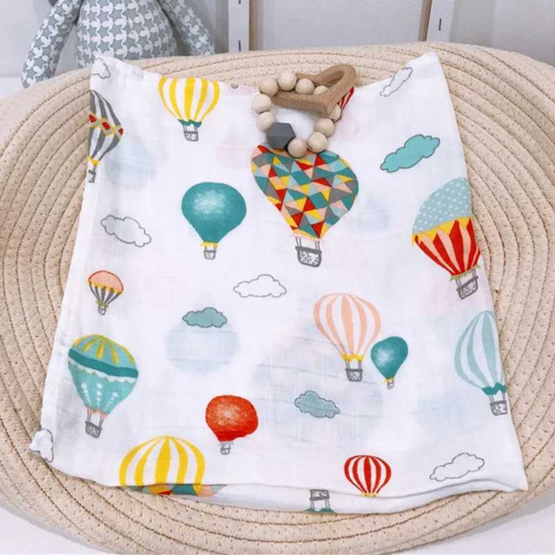 Hot Airballoon Бамбуковое хлопковое детское одеяло s, мягкое детское одеяло для новорожденных, муслиновое Пеленальное Одеяло для кормления, тканевое полотенце, шарф, детские вещи, 60*60 см - Цвет: Hot Airballoon