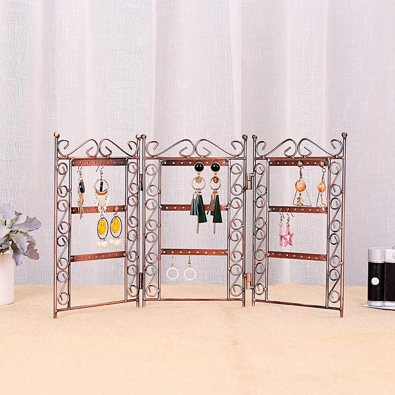 

Jewelry Organizer Folding Earrings Display Stand Wrought Iron Jewelry Storage Rack Earring Stud Organizer