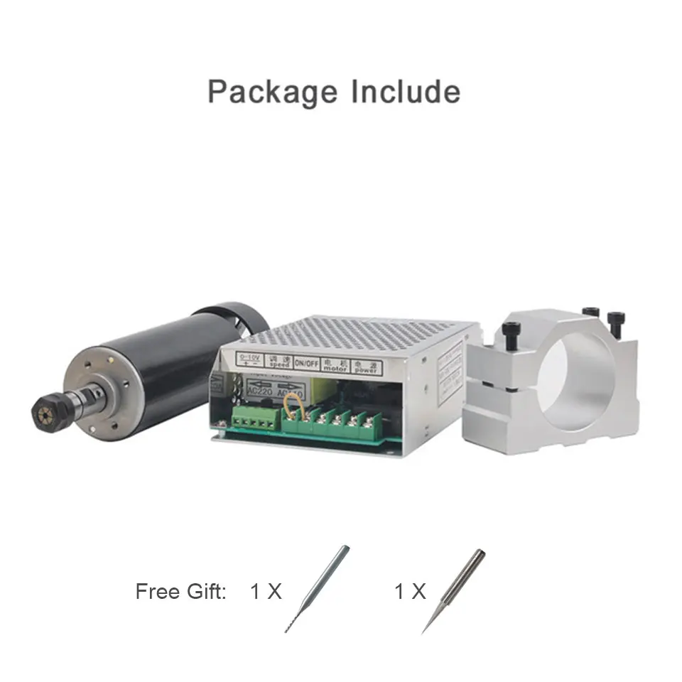 Package 5 Daedalus 500 Вт шпиндель с воздушным охлаждением 0,5 кВт с 110 В/220 В Регулируемый блок питания Mach3 52 мм зажим ER11 цанга Для гравировального станка - Цвет: Package 5