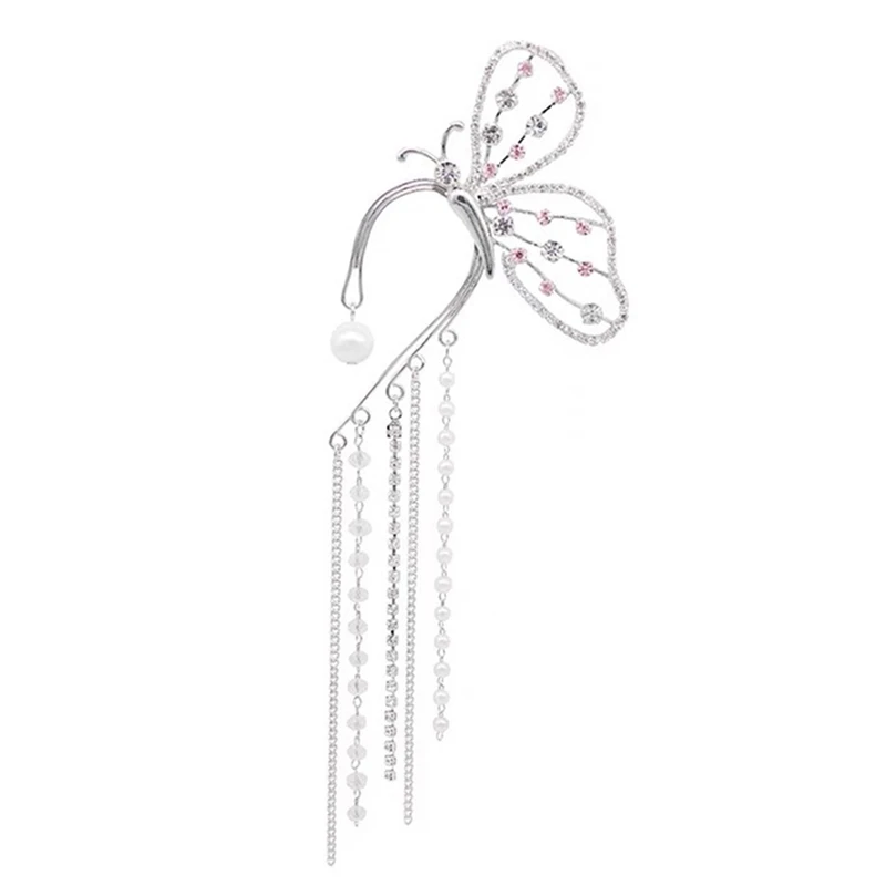 Модные серьги-клипсы с кристаллами в виде еврея жемчужные бусины-бабочки длинные