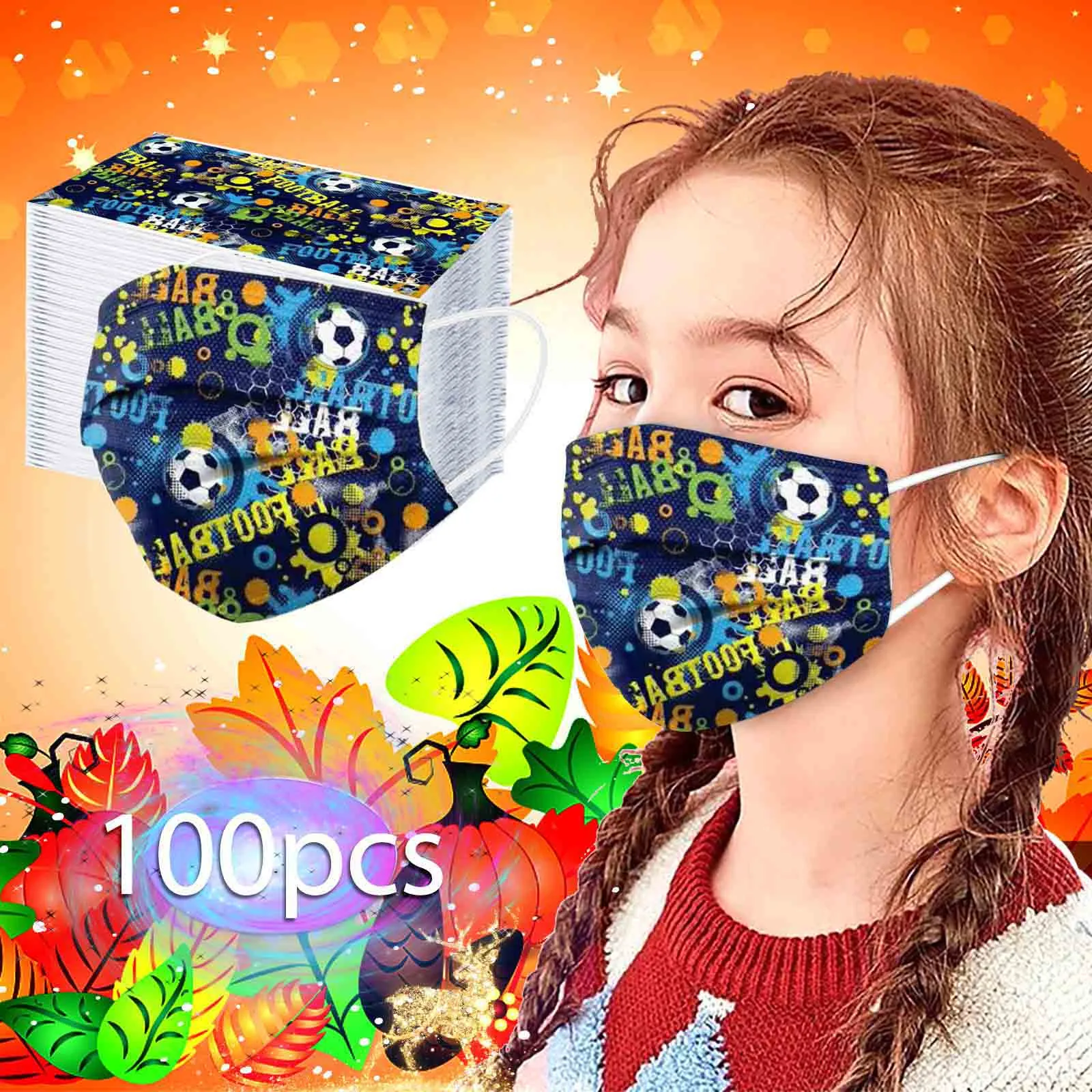 50/100 шт футбольный Рождественский печатных дети маска для лица многоразовая Earloops