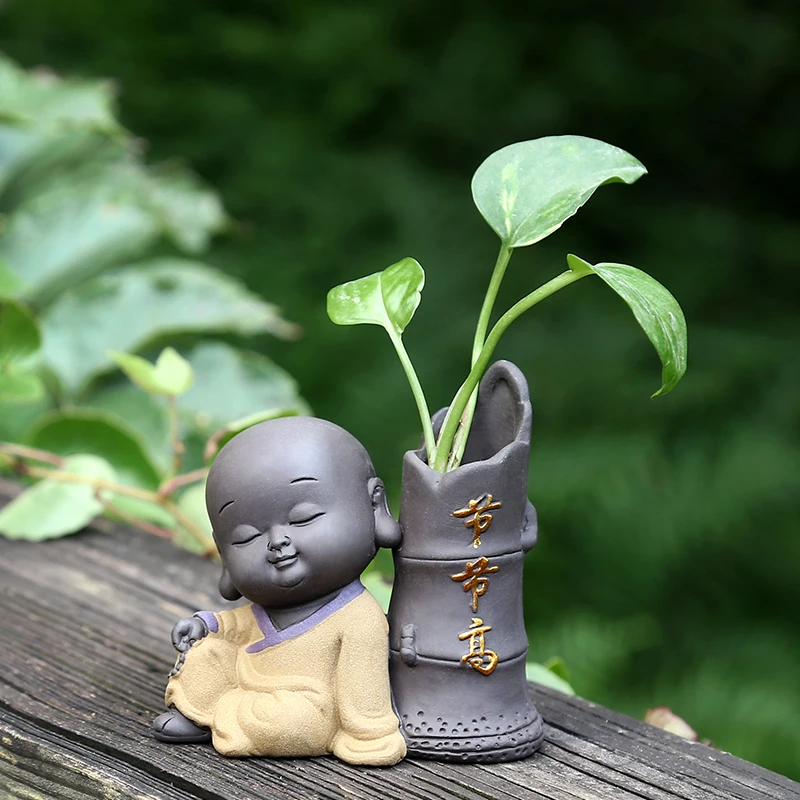 

Creative Zisha Little Monk Flower Arrangement Hydroponic Vase Living Room Entrance Study Room Vase Decorations for Home
