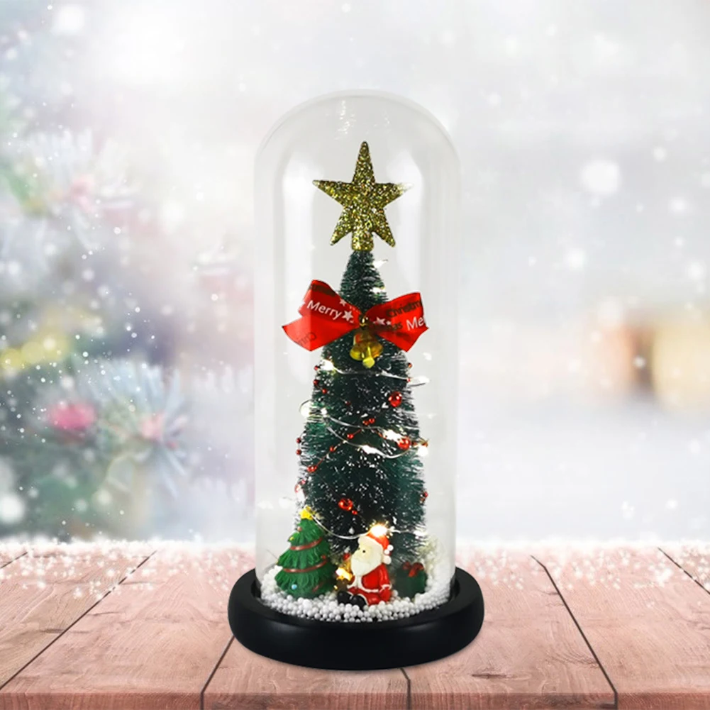 

Светодиодный ночник, Рождественская елка в стеклянной крышке, светсветильник для дома, украшение на окно, Рождественская елка вечерние пра...