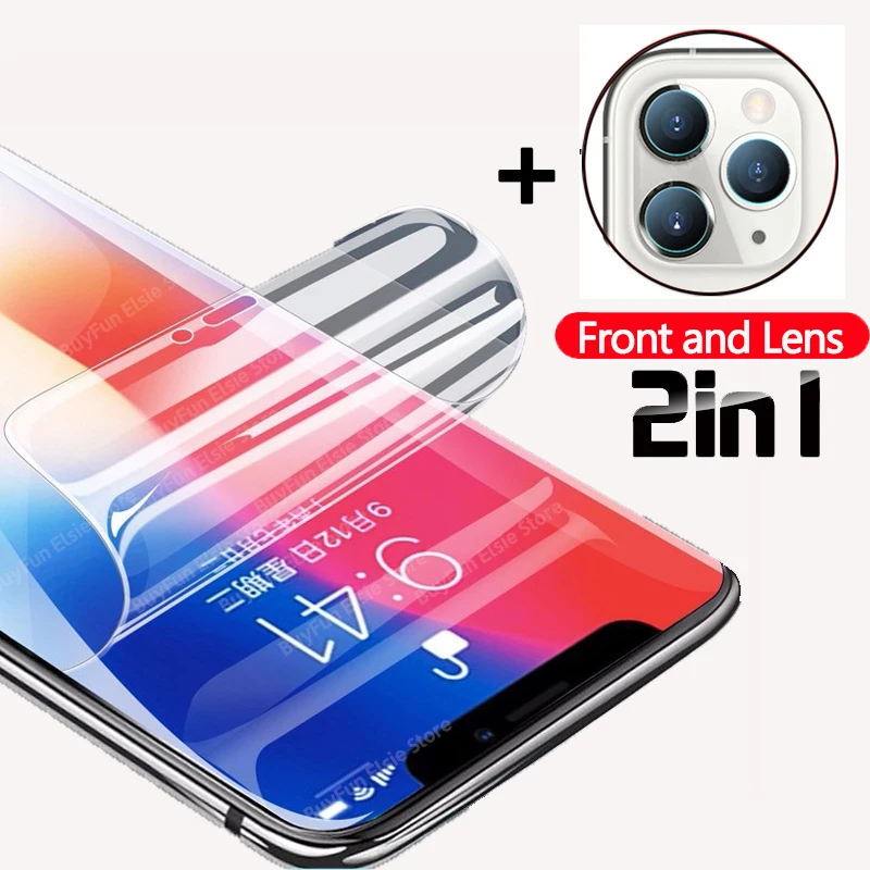 Гидрогелевая защитная пленка 2 в 1 для Apple iphone 13 12 mini 11 pro x xr xs max Защитная объектива