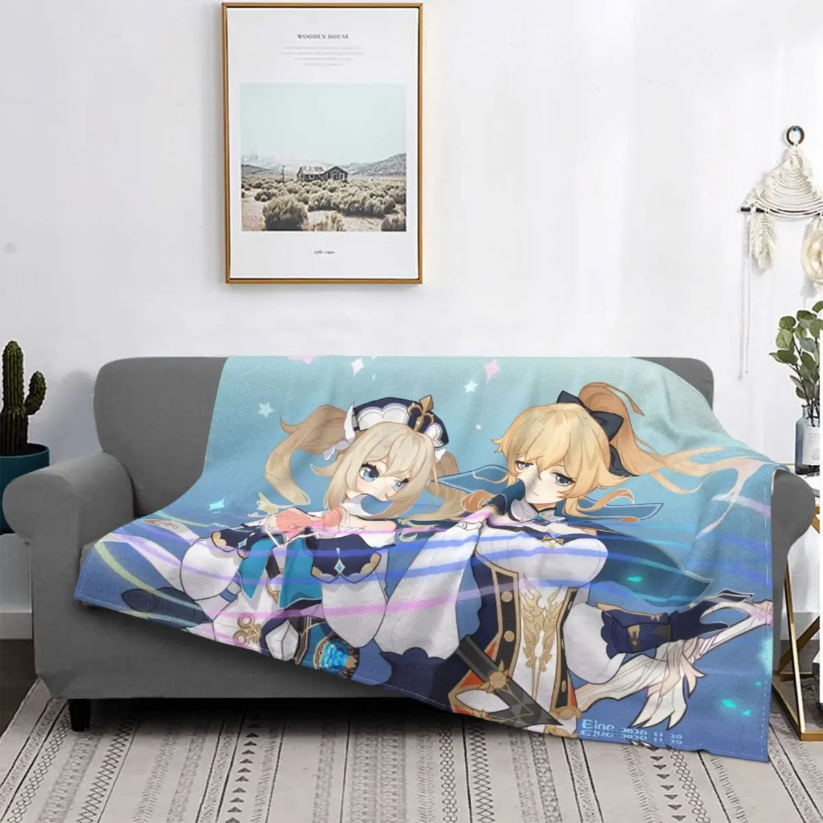 

Одеяло Genshin Impact «Барбара ганнхилдр» s Acg аниме милое флисовое Новое теплое покрывало для дома и ресторана на все сезоны