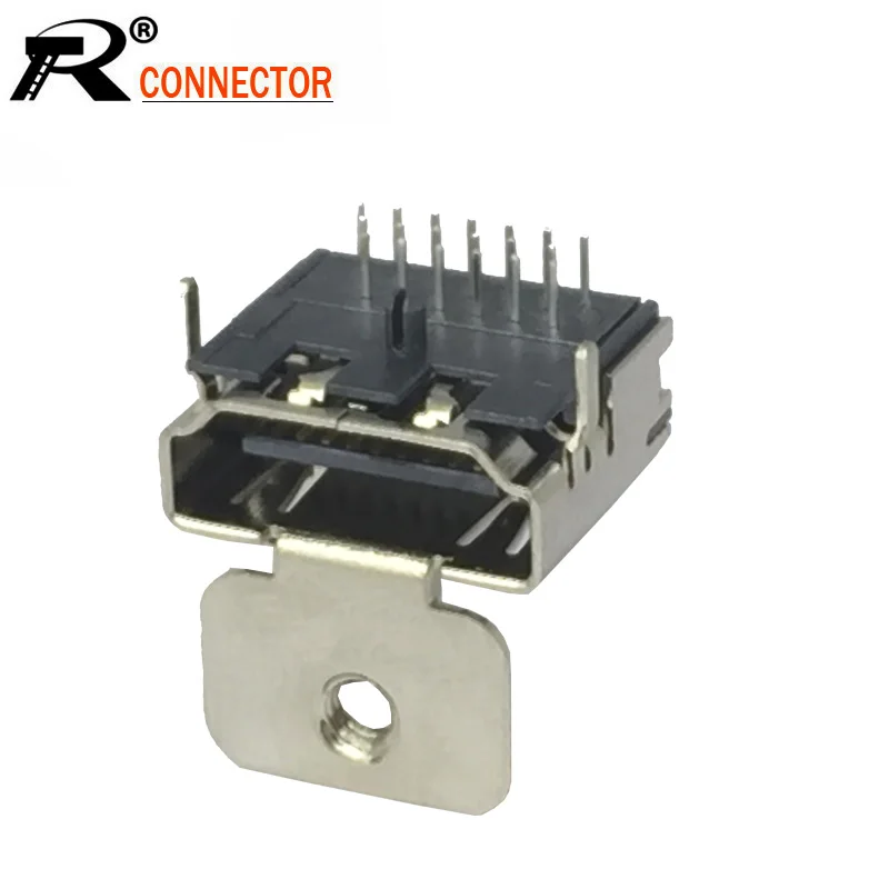 10 шт./лот HDMI SMT 19 Pin гнездовой разъем 90 градусов с фиксирующим отверстием PCBA