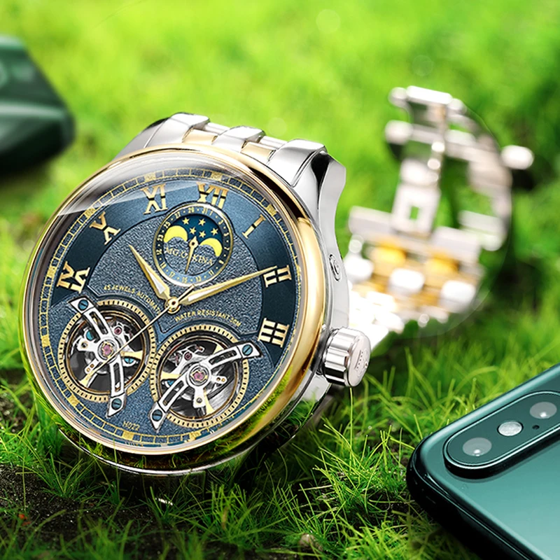 Мужские автоматические часы Montre Homme стильные деловые из нержавеющей стали с