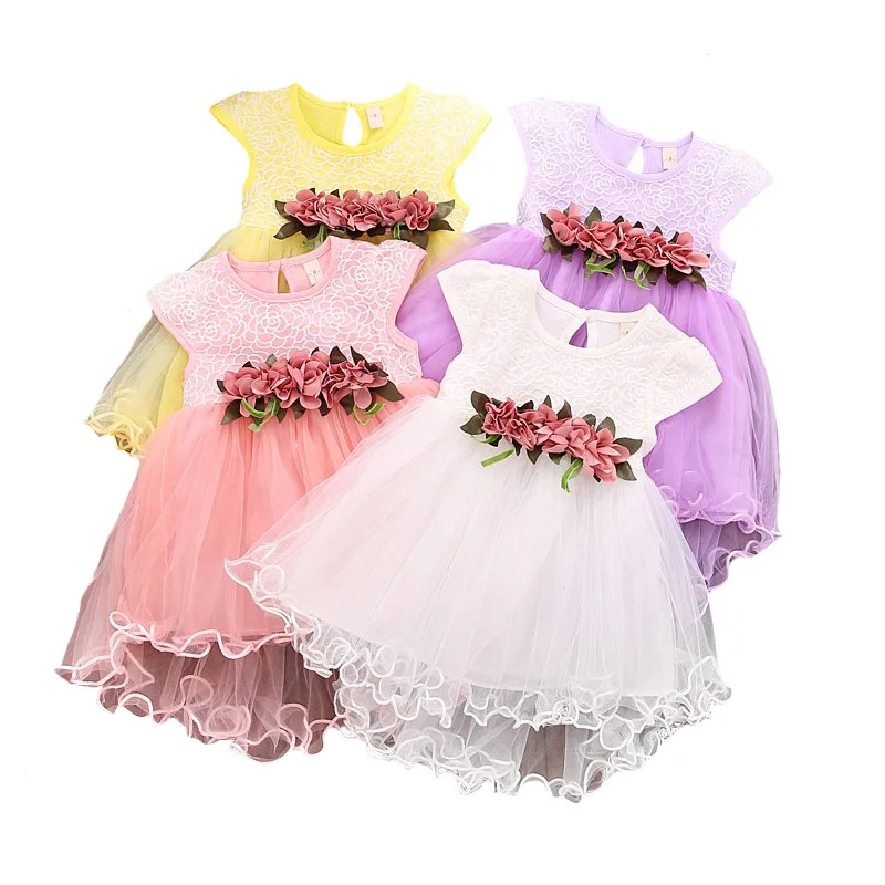 Newborn Baby Clothes 0 3 6 12 24 Month Party Tulle Girl Flower Summer Dress Princess Dress Toddler