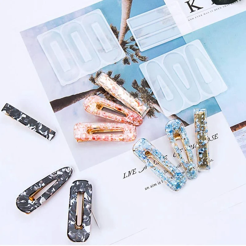 

Hair Pin Resin Mold,Resin Mold Hair Clip Barrette Casting Silicone Mould DIY Crafts Jewelry Hairpin Making Tools 33Pcs