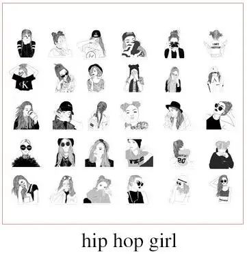 hip hop girl 30 шт./упак. HD серной кислоты Бумага прозрачный Kawaii пуля журнал Стикеры одежда с принтом в виде собак Cat горшечные растения Еда для девочек школьные канцелярские принадлежности - Цвет: hip hop girl